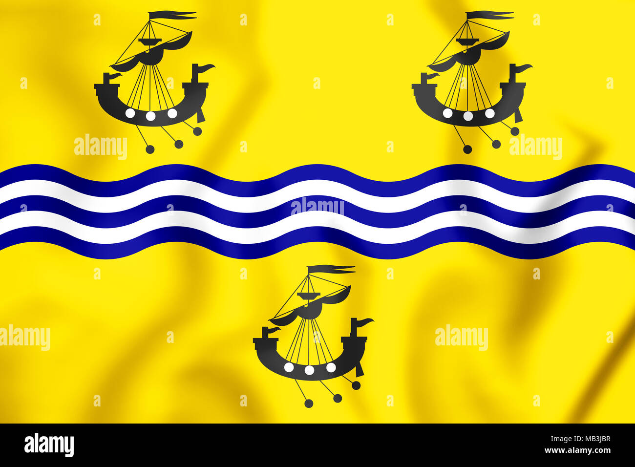 3D Flag of Comhairle nan Eilean Siar (Western Isles Council), Scotland. 3D Illustration. Stock Photo