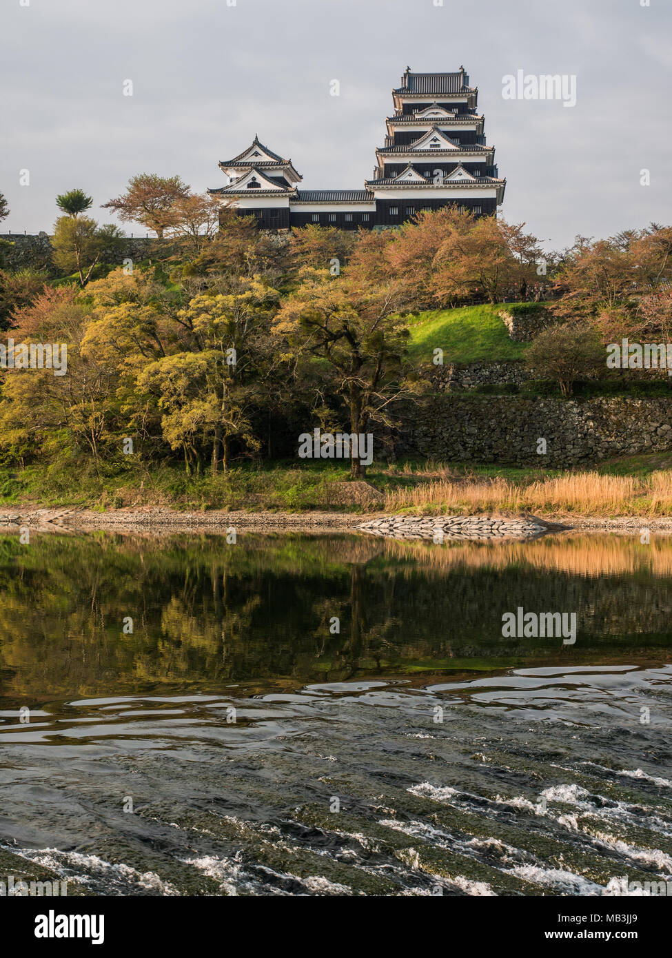 Ozu Castle from Hijikawa River, Ozu, Ehime, Shikoku, Japan Stock Photo