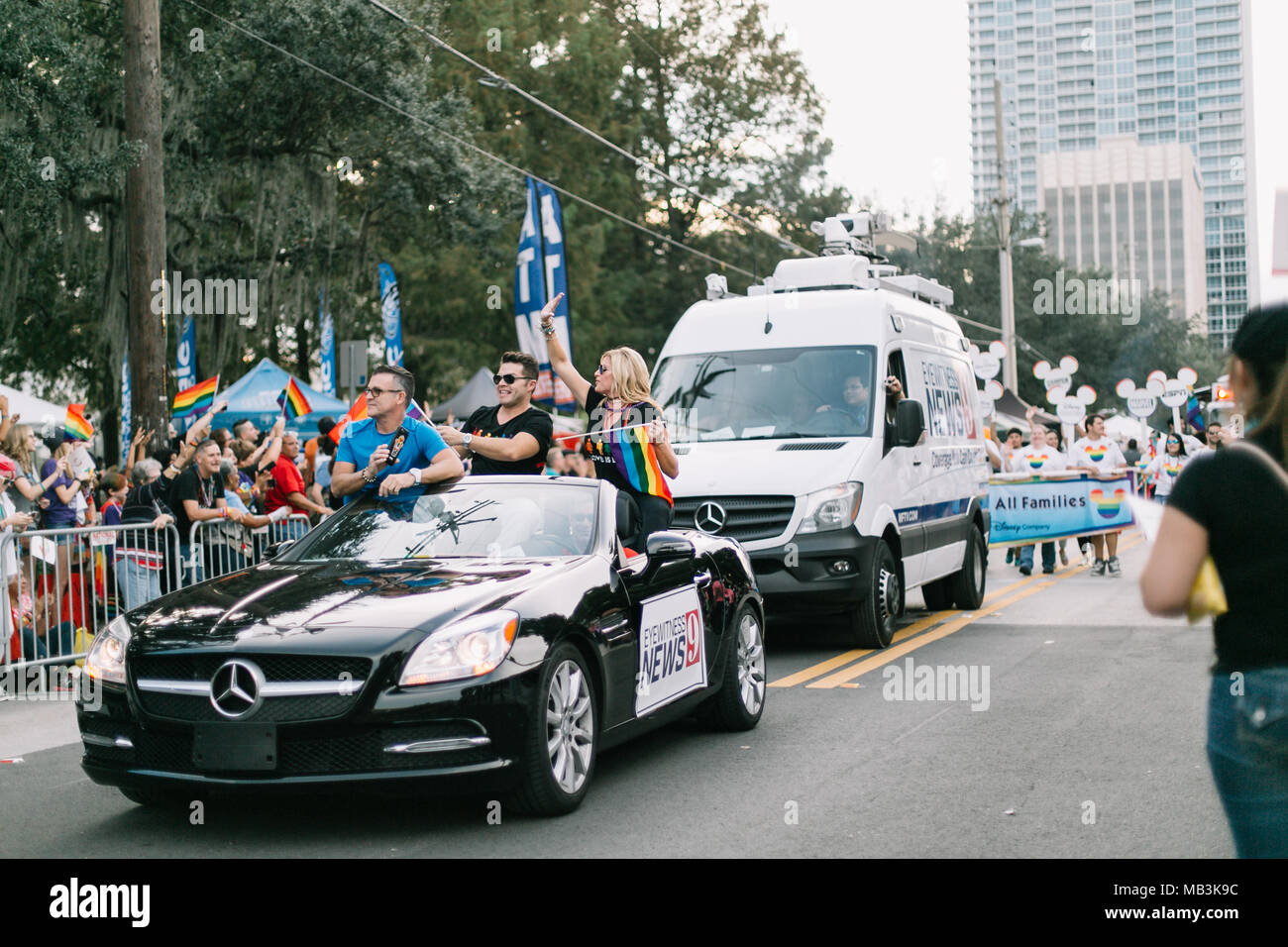 Orlando Eyewitness News at 9 at Orlando Pride Parade (2016). Stock Photo