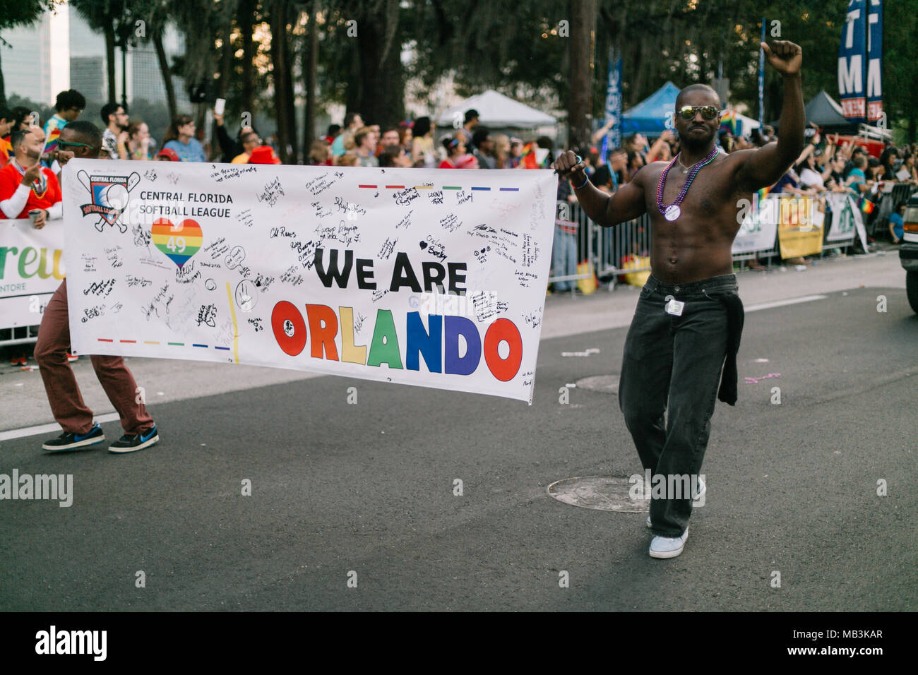 Central Florida Softball League at the Orlando Pride Parade (2016). Stock Photo