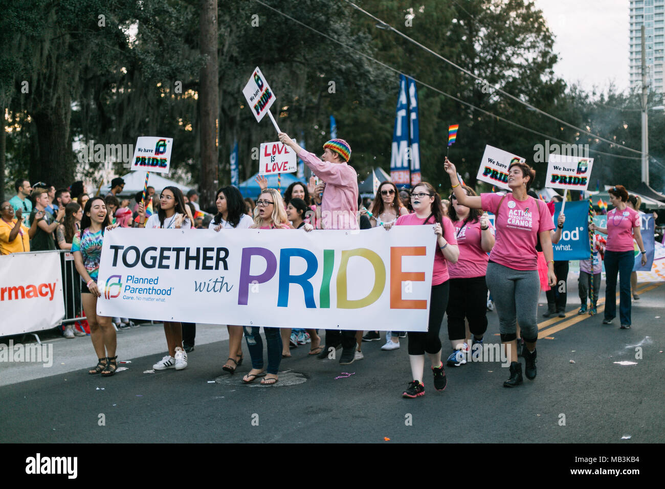 Planned Parenthood at the Orlando Pride Parade (2016). Stock Photo