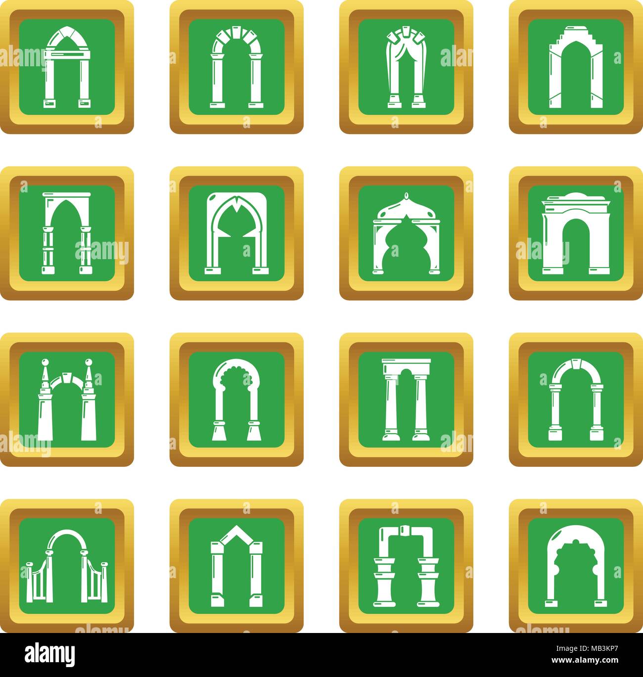 Arch types icons set green square vector Stock Vector Image & Art - Alamy