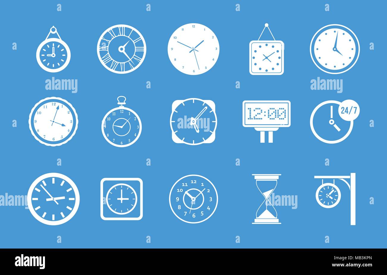 Wall clock icon blue set vector Stock Vector