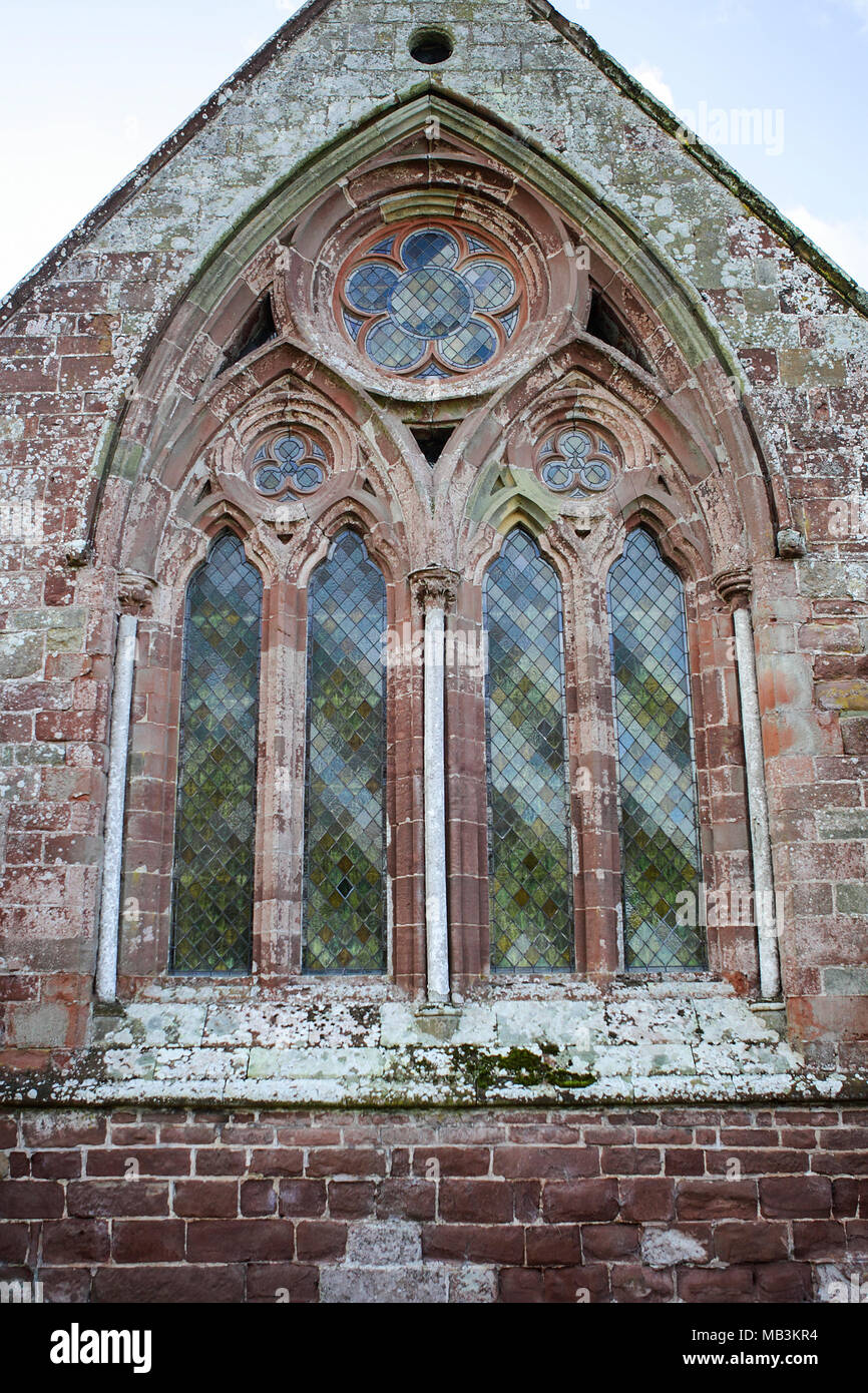 The east stained glass window of St Mary's Church in Acton Burnell