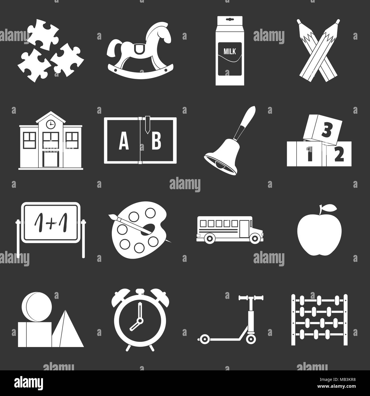 Kindergarten symbol icons set grey vector Stock Vector Image & Art - Alamy