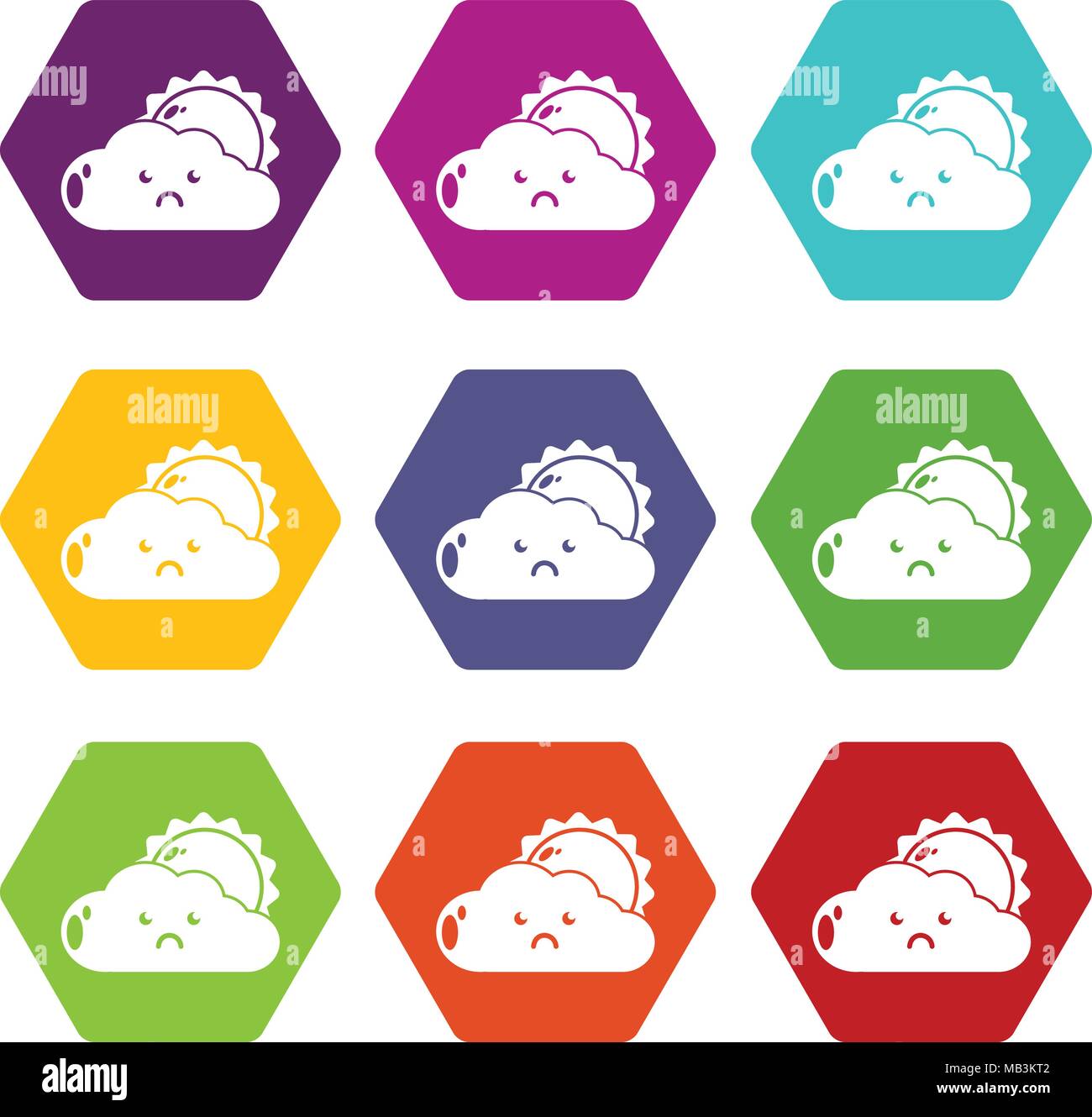 Sun and cloud icons set 9 vector Stock Vector Image & Art - Alamy