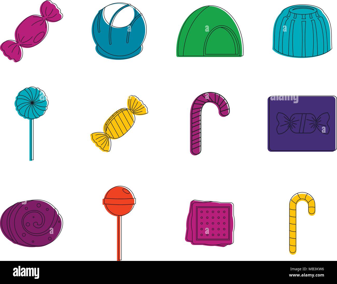 Candy icon set, color outline style Stock Vector Image & Art - Alamy