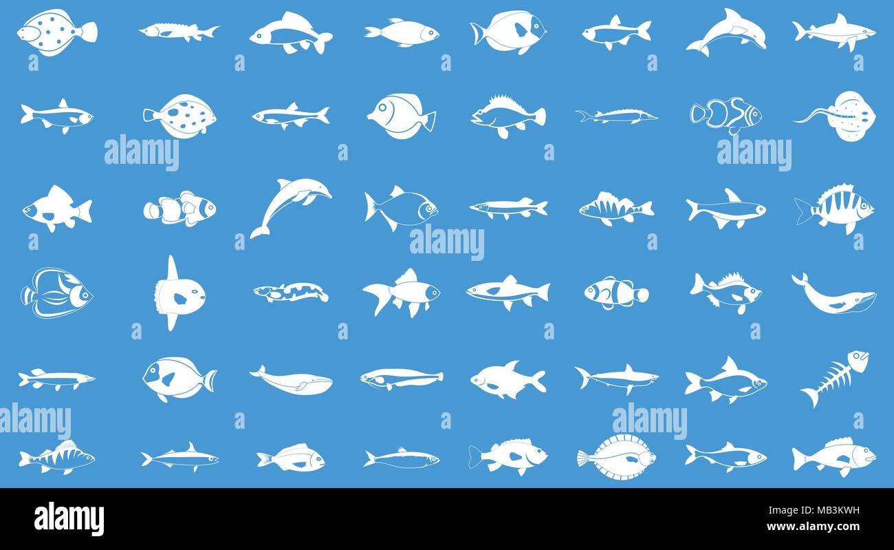 Fish icon blue set vector Stock Vector Image & Art - Alamy