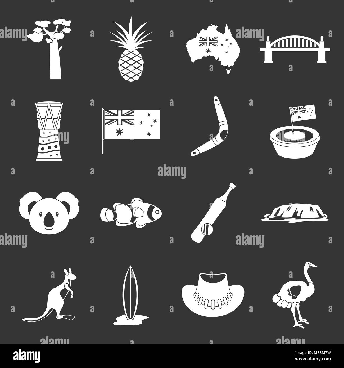 Australia travel icons set grey vector Stock Vector Image & Art - Alamy