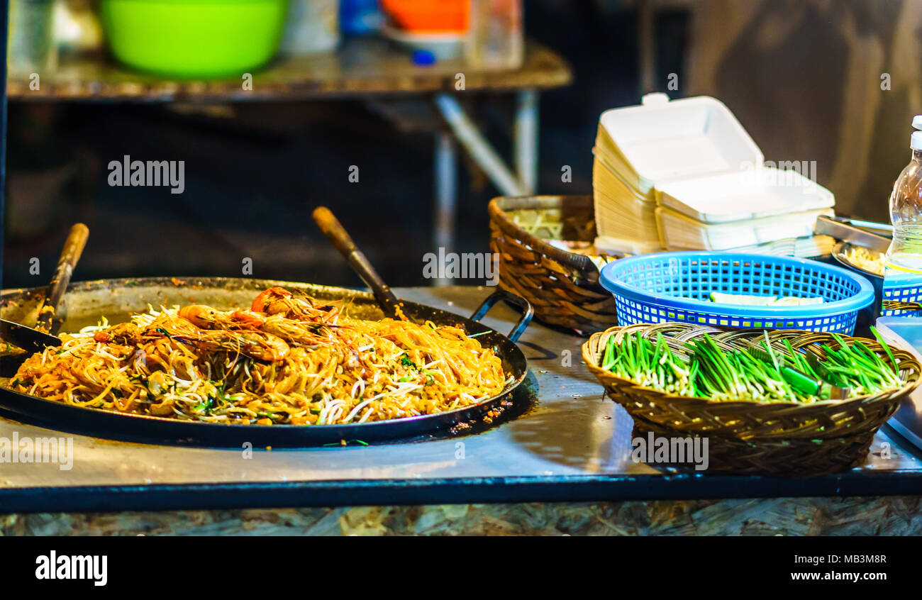 View on wok dish on food market in Bangkok Thailand Stock Photo Alamy