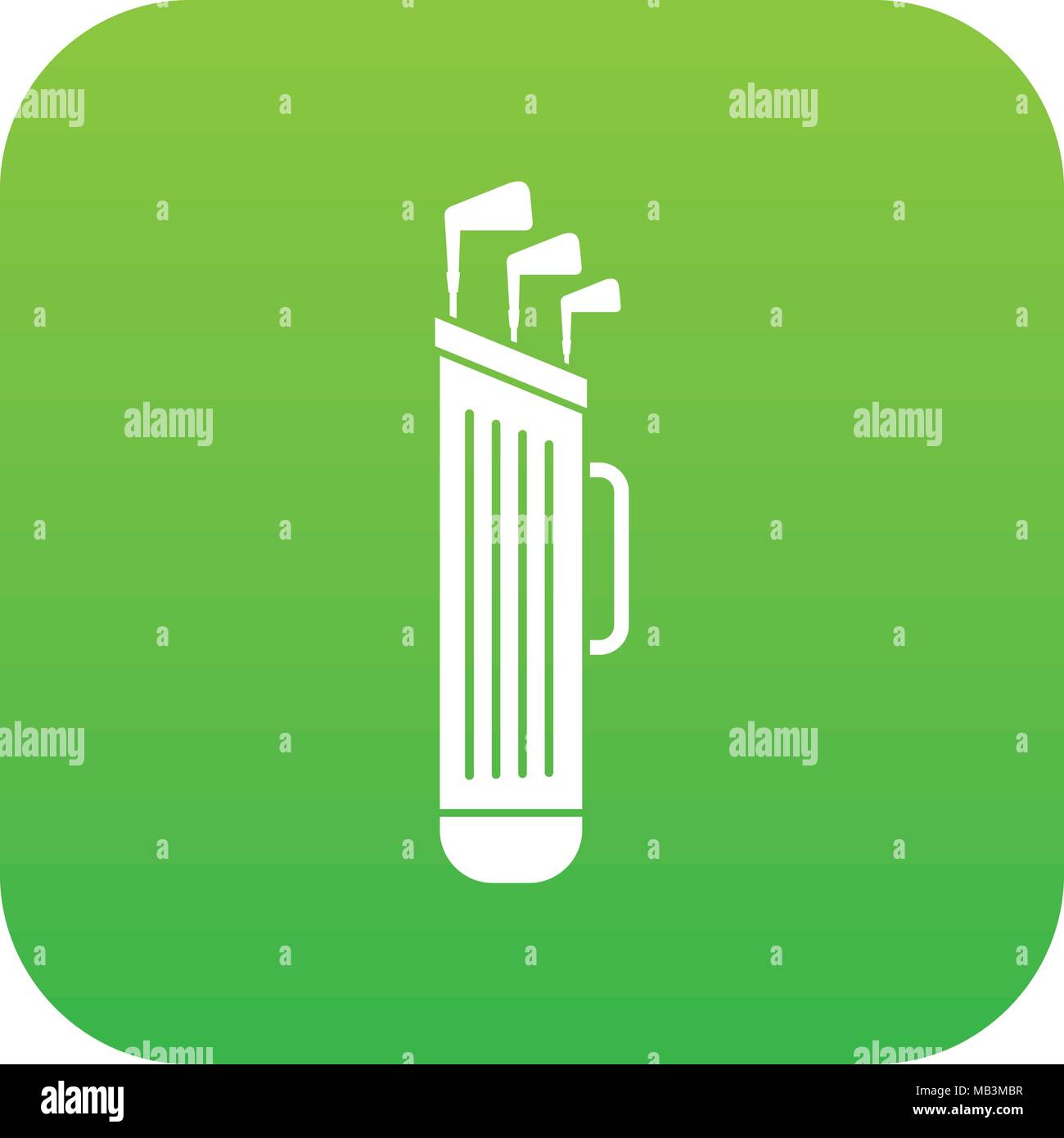 Golf clubs bag icon digital green Stock Vector
