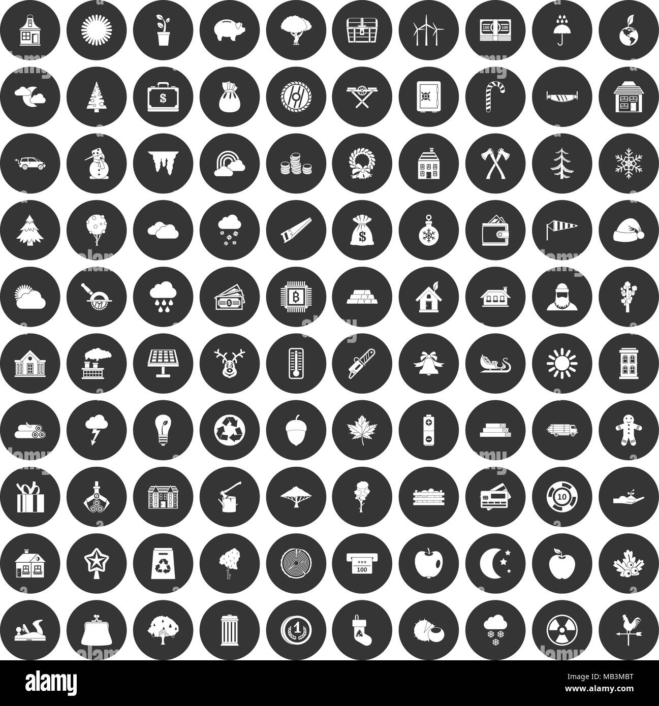 100 lumberjack icons set black circle Stock Vector Image & Art Alamy