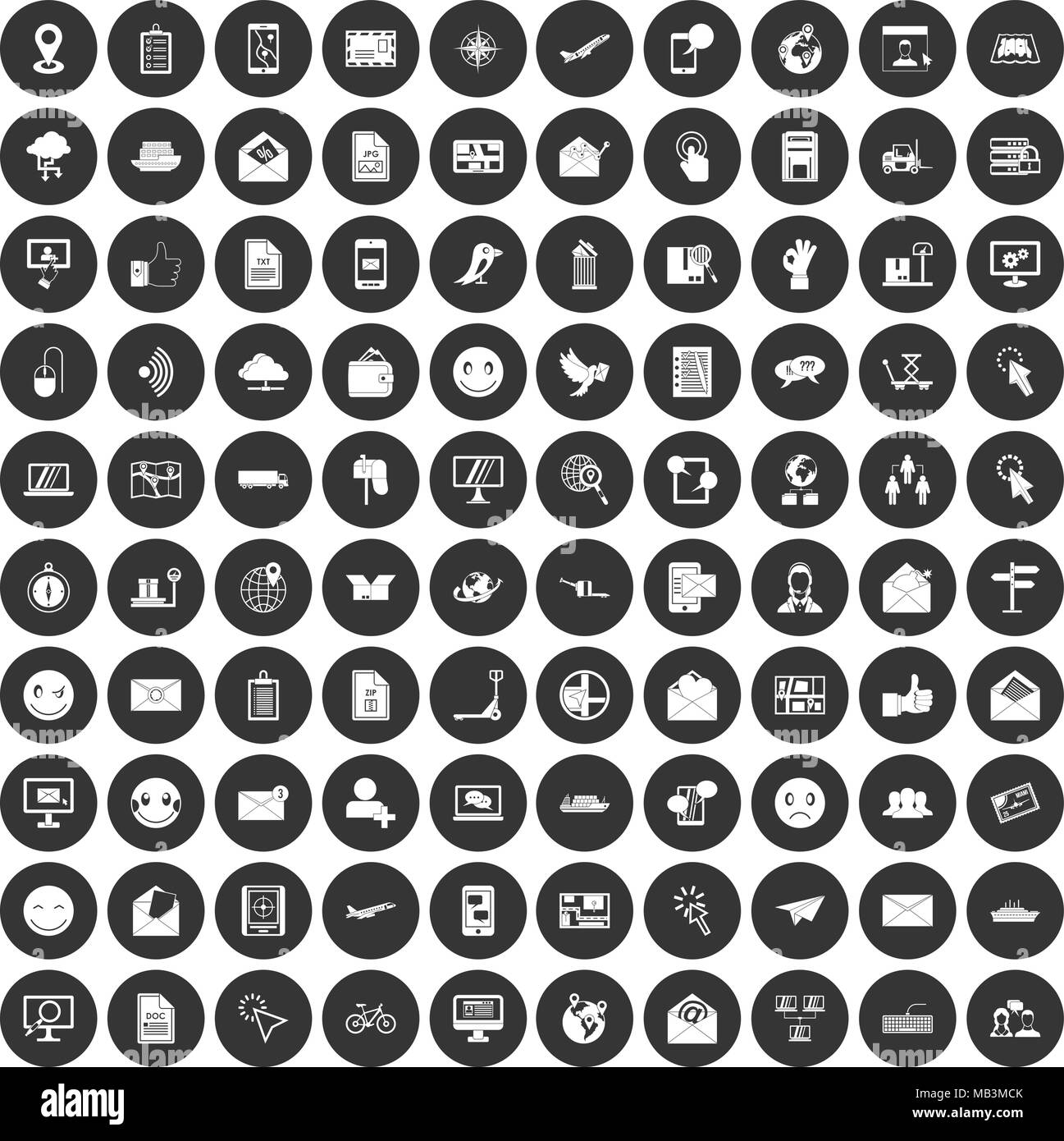 100 mail icons set black circle Stock Vector Image & Art - Alamy