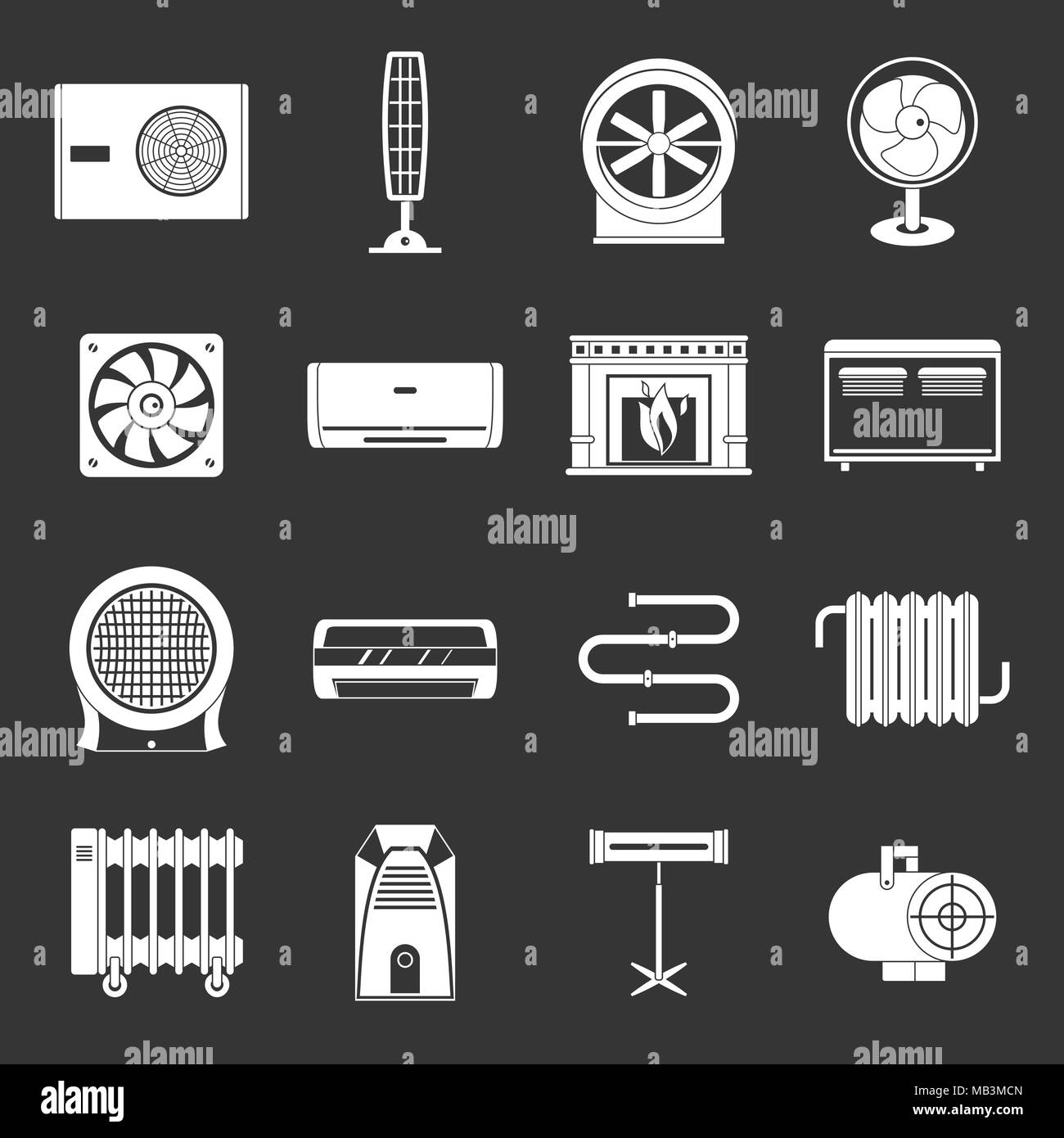 Heating cooling air icons set grey vector Stock Vector Image &amp; Art ...