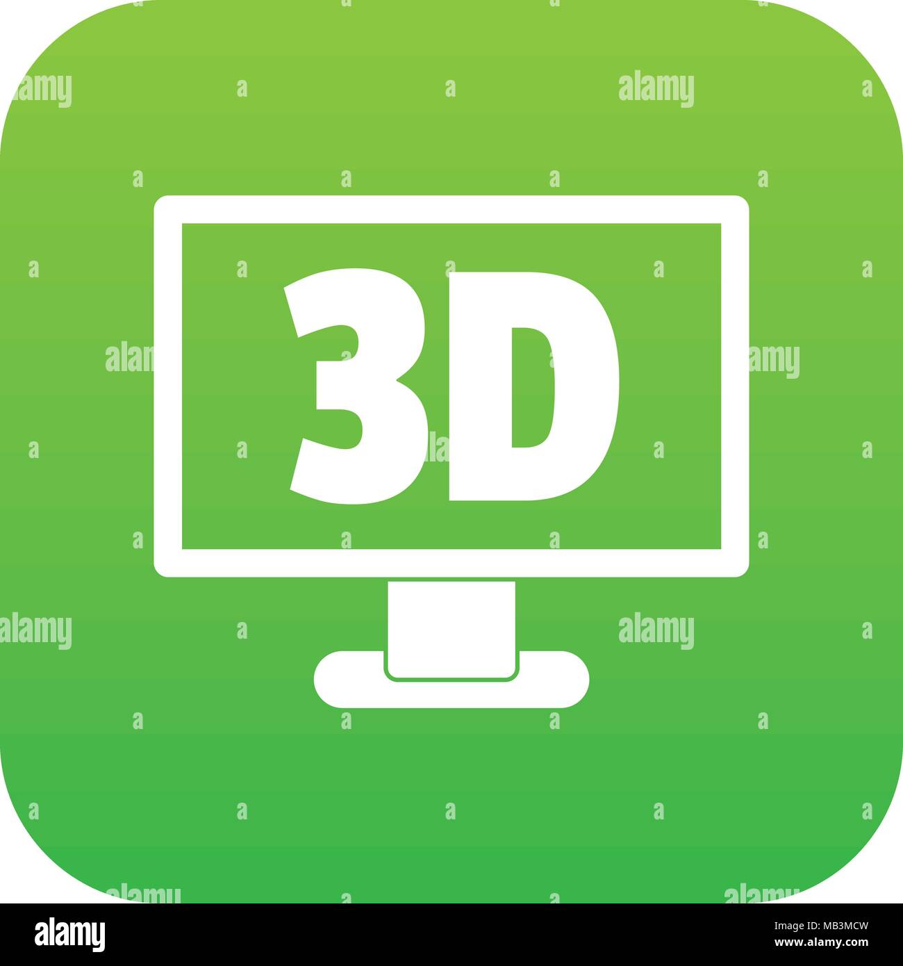 Computer monitor with 3d inscription icon digital green Stock Vector ...