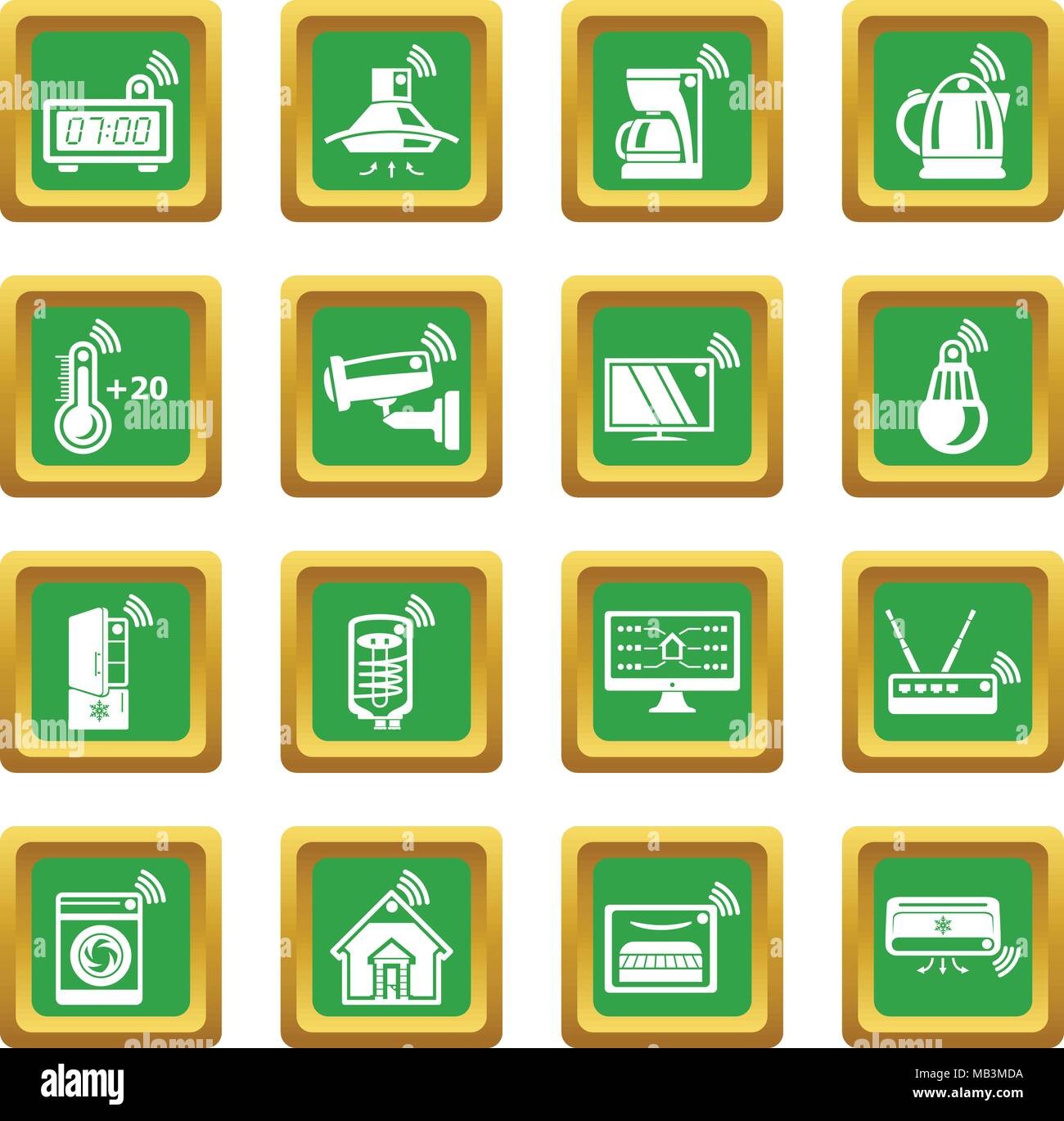 Smart home icons set green square vector Stock Vector Image & Art - Alamy
