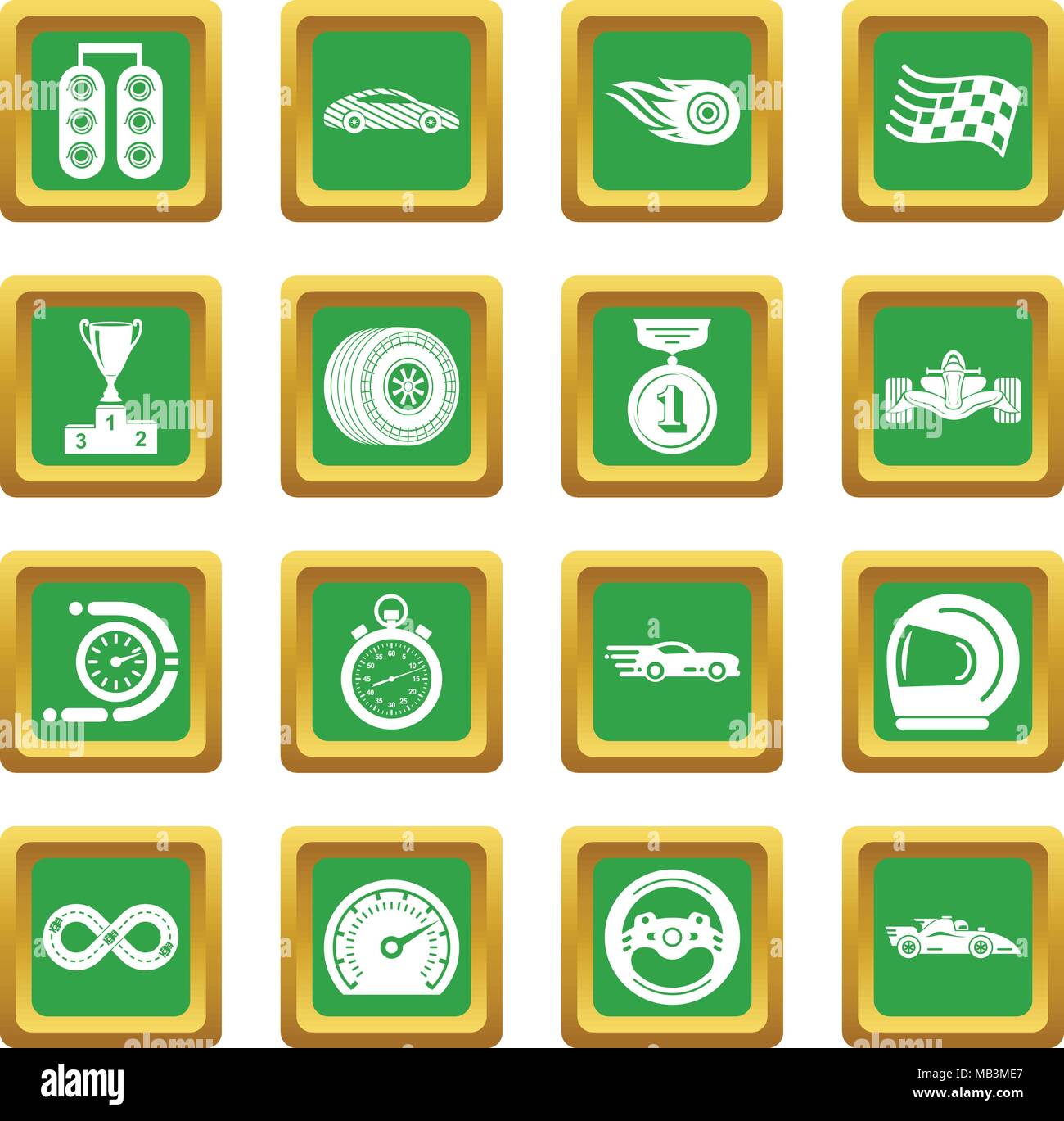Car race icons set green square vector Stock Vector Image & Art - Alamy