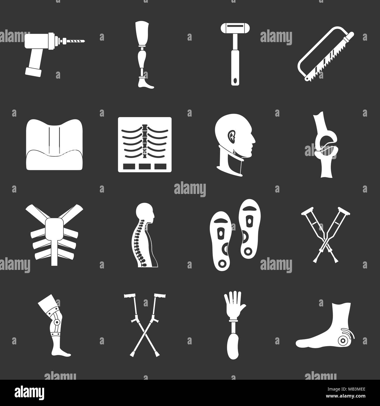 Orthopedics prosthetics icons set grey vector Stock Vector