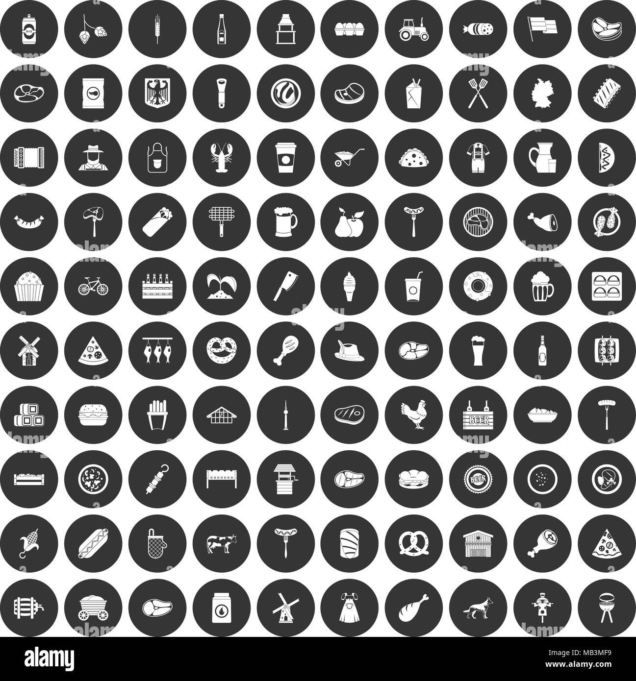 100 meat icons set black circle Stock Vector Image & Art - Alamy