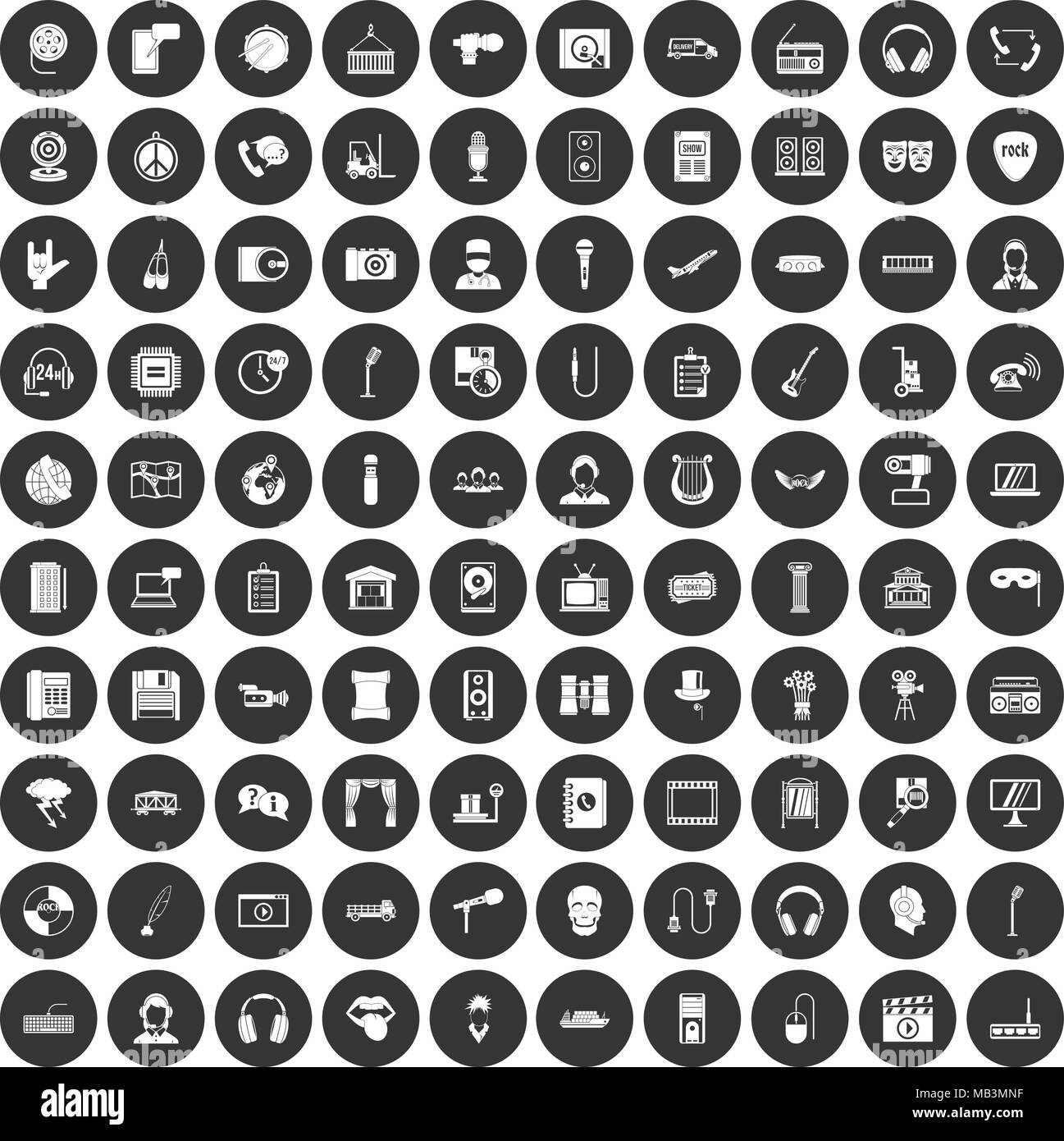 100 microphone icons set black circle Stock Vector Image & Art - Alamy