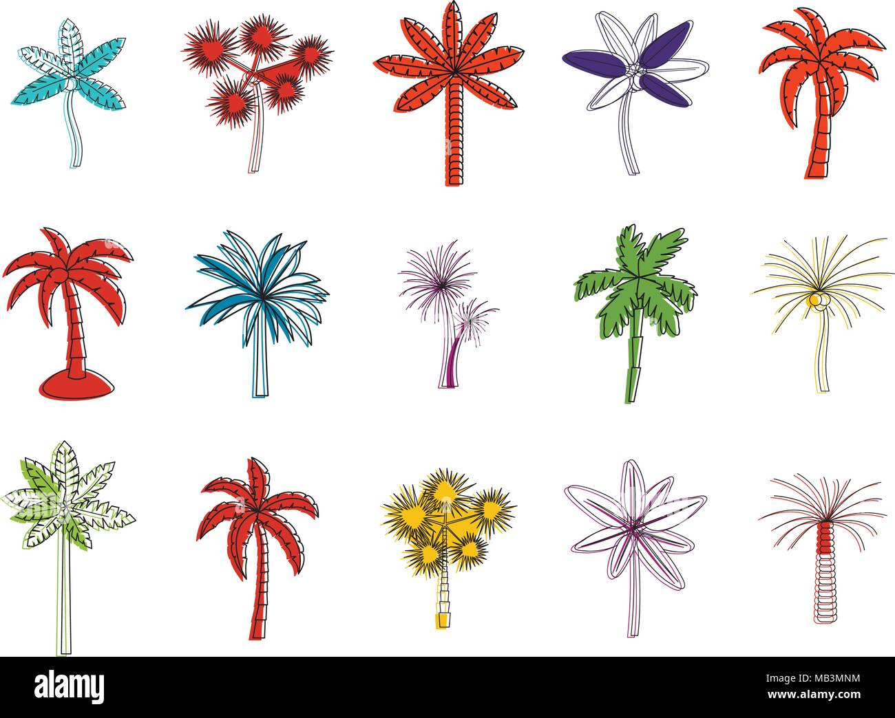 Palm tree icon set, color outline style Stock Vector Image & Art - Alamy