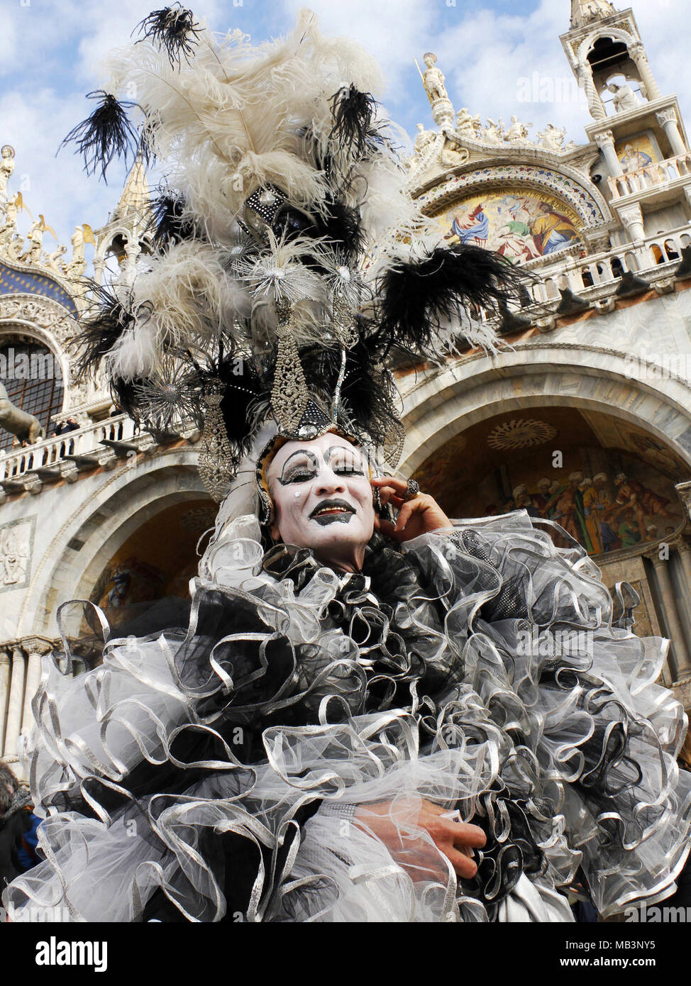 Man at Carnival, St Marks Square, Venice, Italy Stock Photo