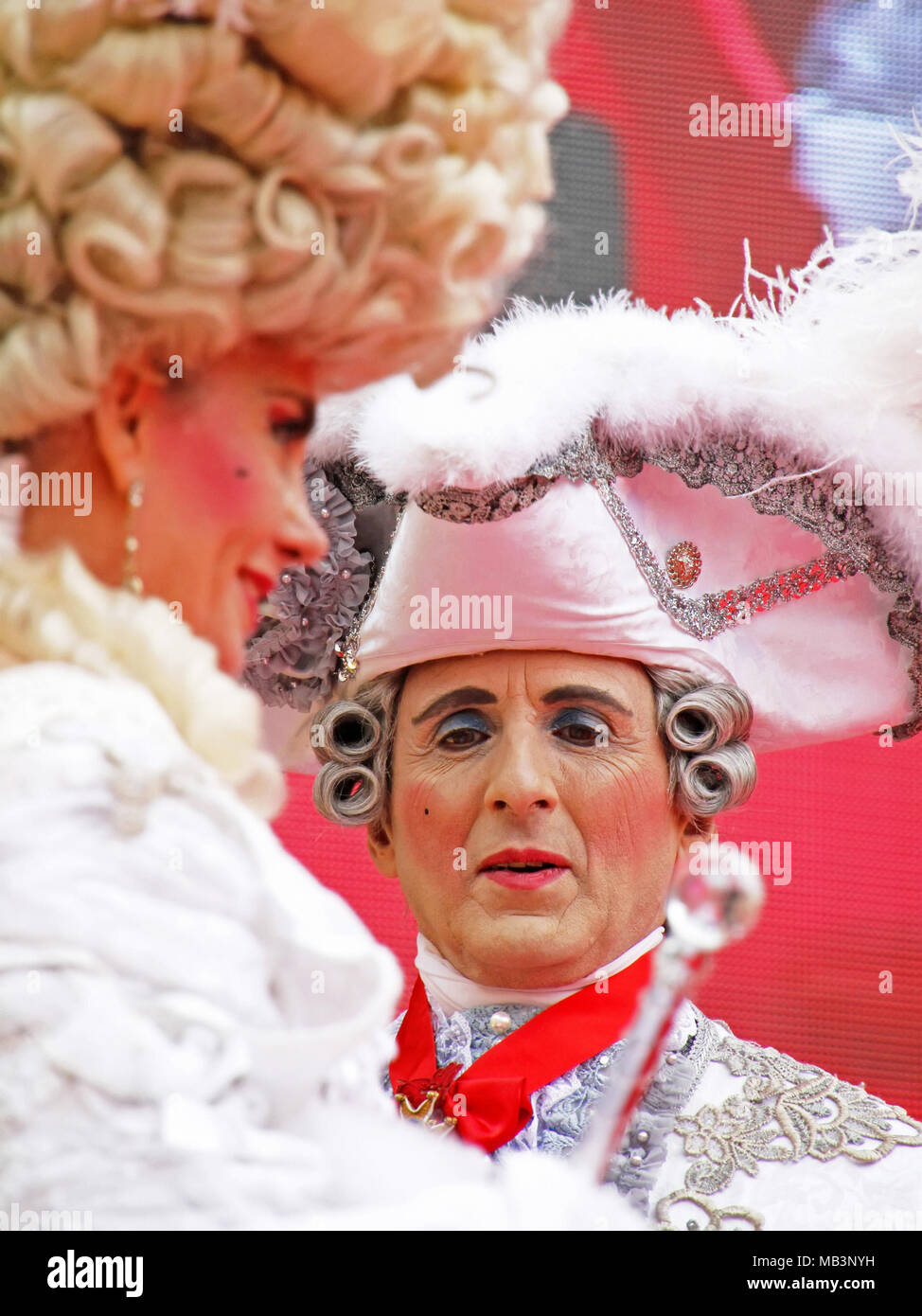 Man and woman at Carnival, St Marks Square, Venice, Italy Stock Photo