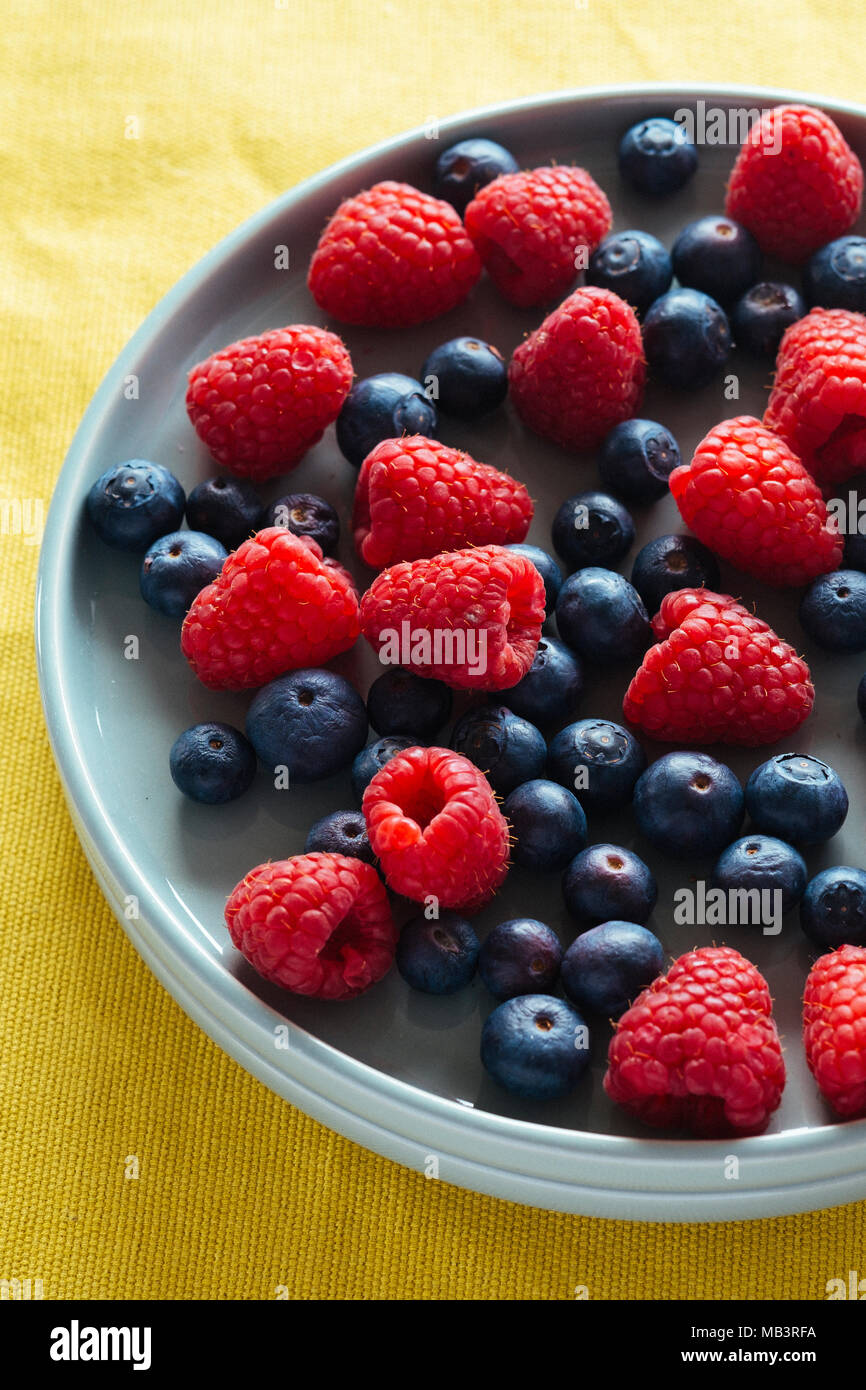 Fresh Raspberries and Blueberries Stock Photo Alamy