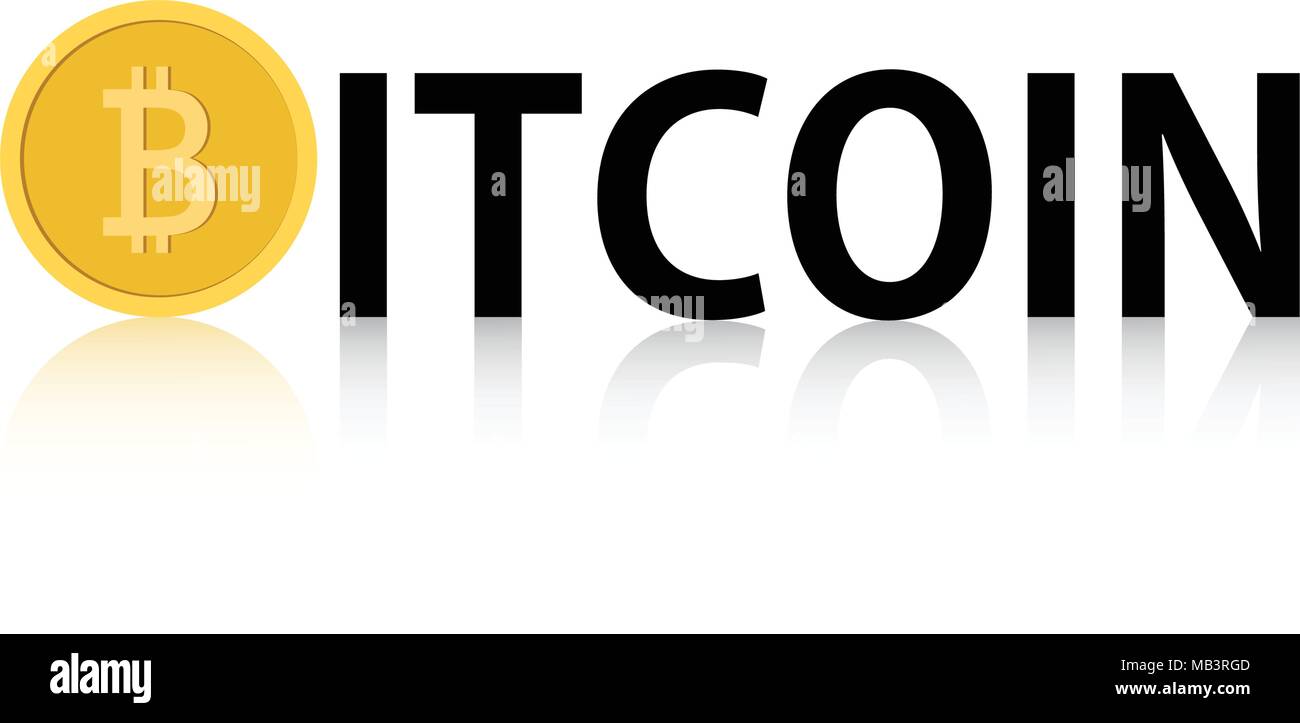 Vector Illustration of Bitcoin icon reflect on white background Stock ...