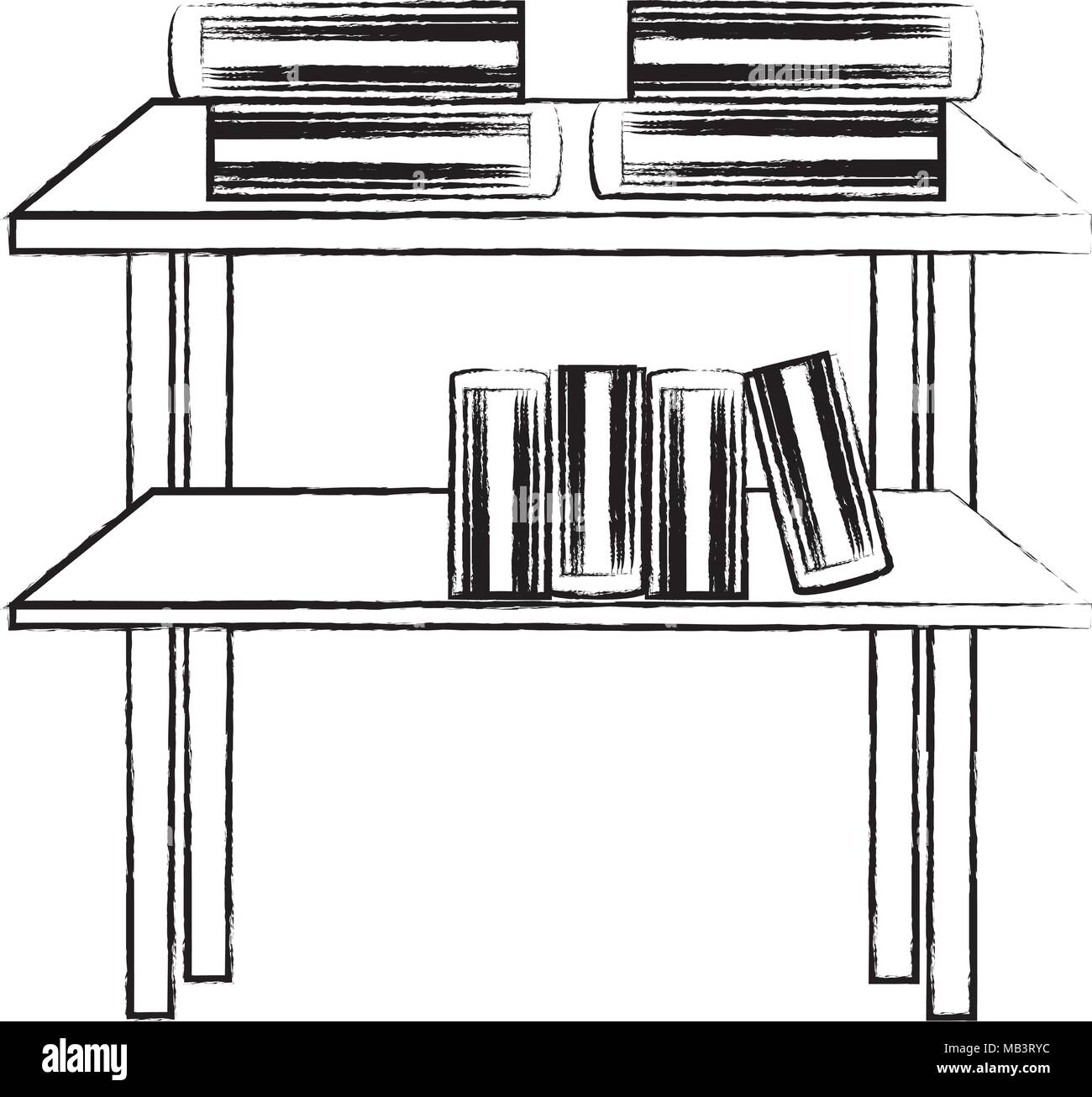 sketch of shelves with books over white background, vector illustration Stock Vector