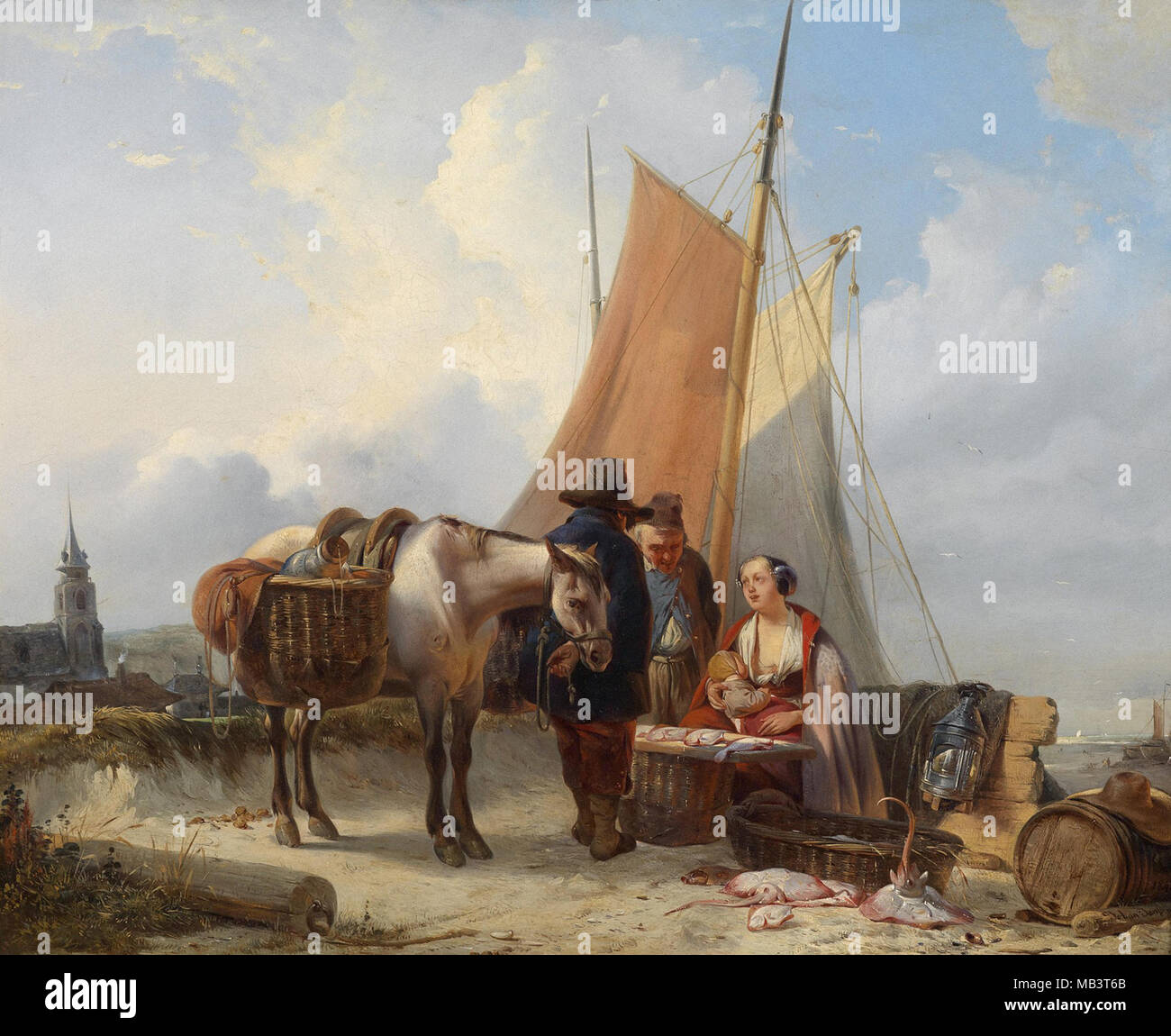 Janssens Johan Fishermen on the Beach at Scheveningen Stock Photo Alamy