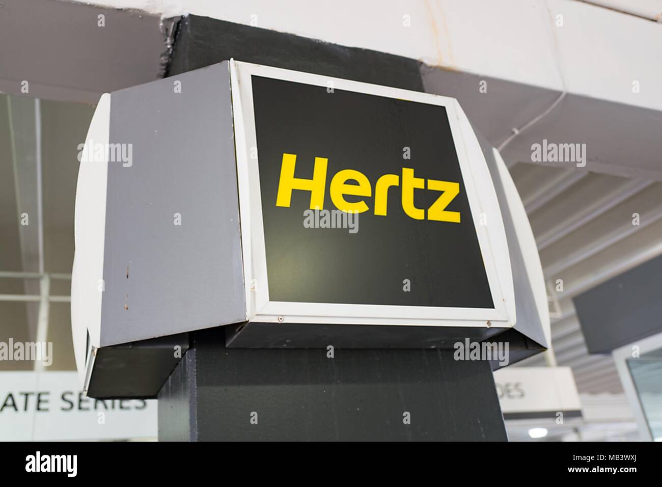 Sign for Hertz rental car agency at Newark International Airport in Newark, New  Jersey, March 16, 2018 Stock Photo - Alamy