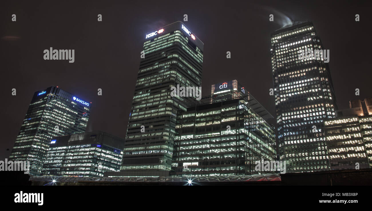 Night Photography on the Isle of Dogs Stock Photo