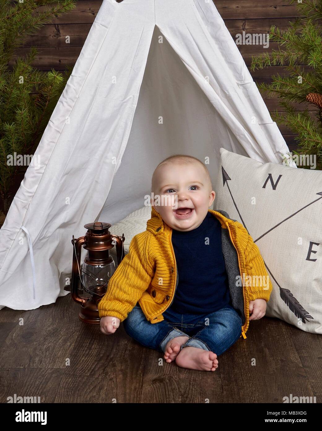 Happy Little Camper Stock Photo Alamy