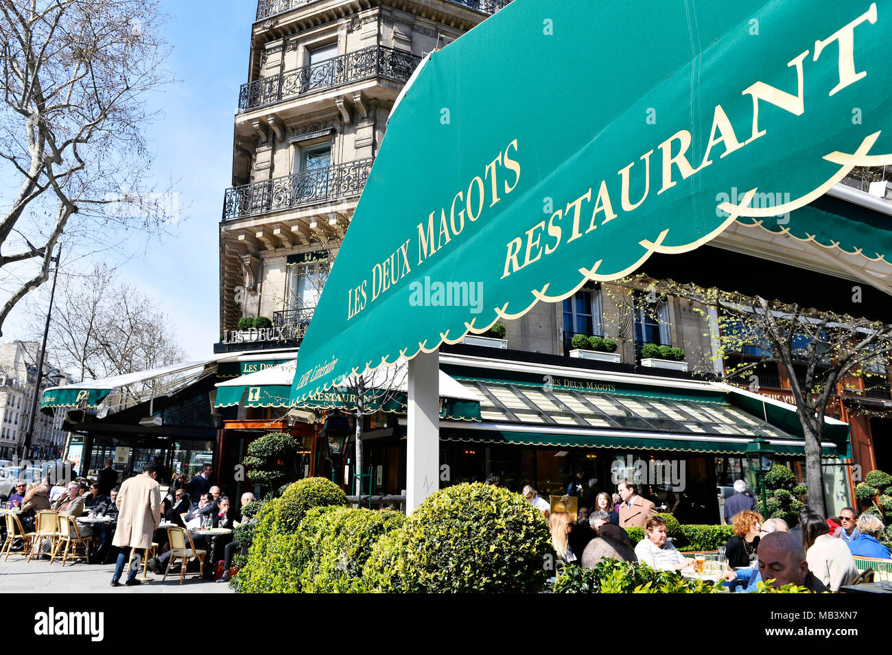Café des 2 Magots - Spring in Paris - France Stock Photo