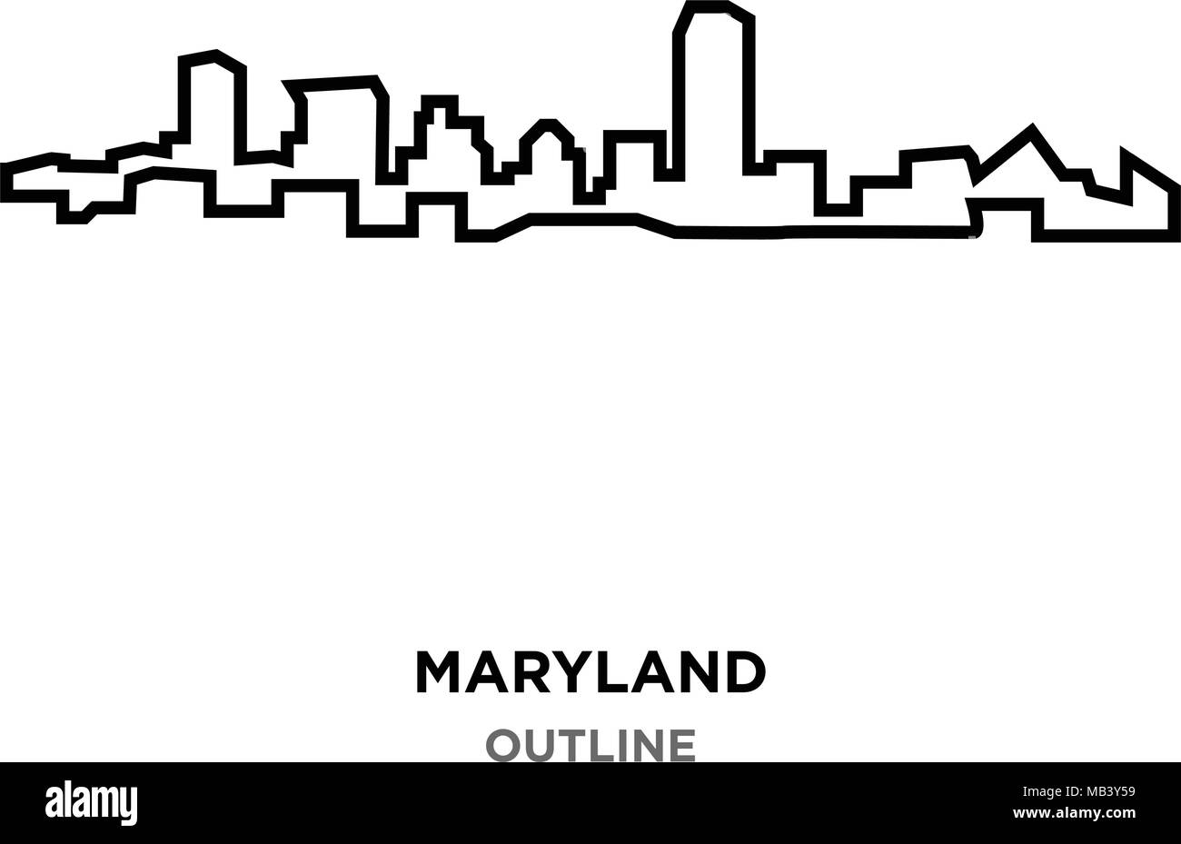 maryland outline on white background Stock Vector