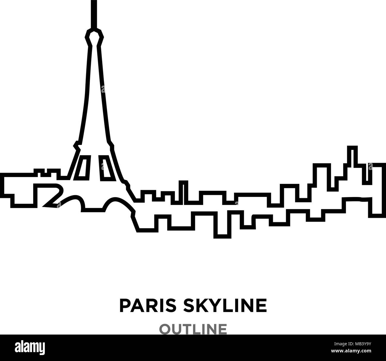 paris skyline outline on white background Stock Vector