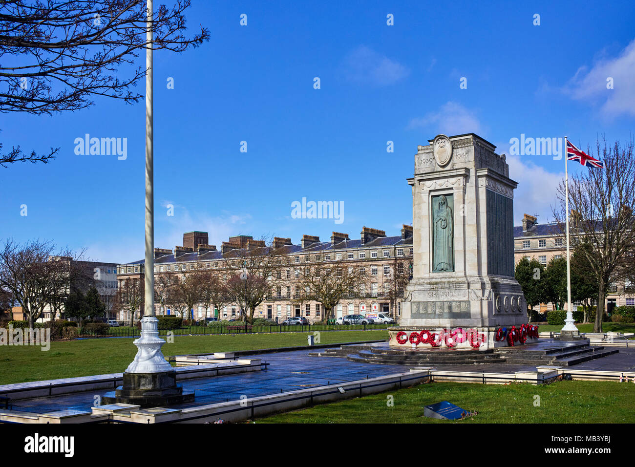 The war memorial in Hamilton Square Birkenhead designed by Lionel Budden and unveiled in 1925 Stock Photo