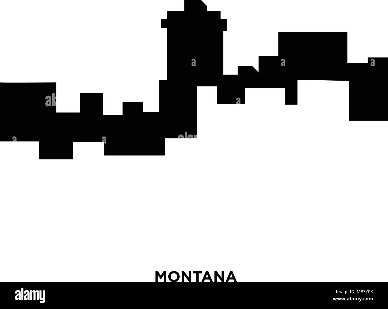 montana silhouette on white background, in black Stock Vector