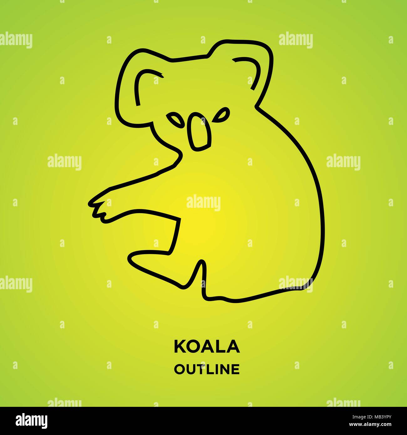 koala outline on green background Stock Vector
