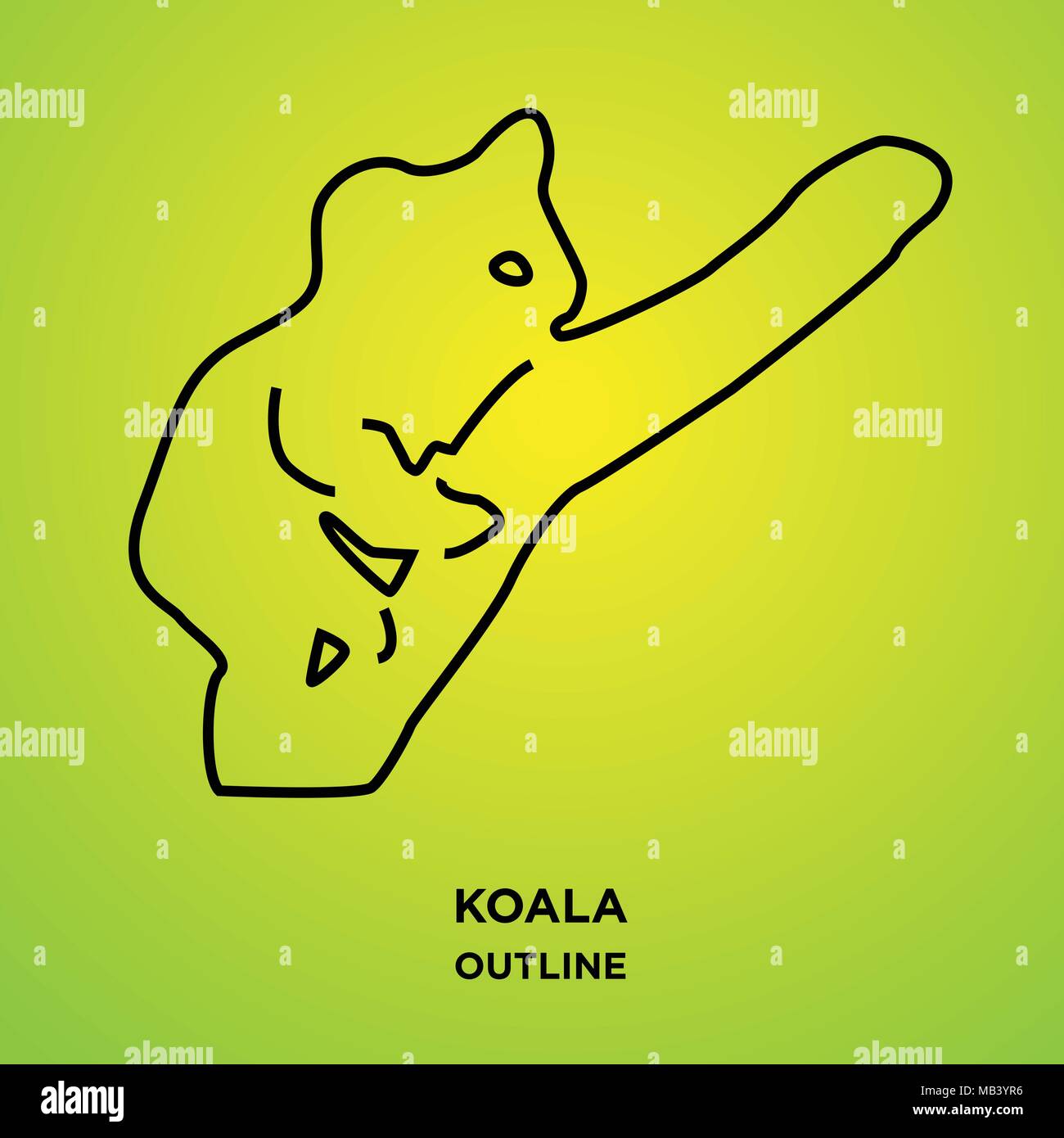 koala outline on green background,climbing up a tree Stock Vector