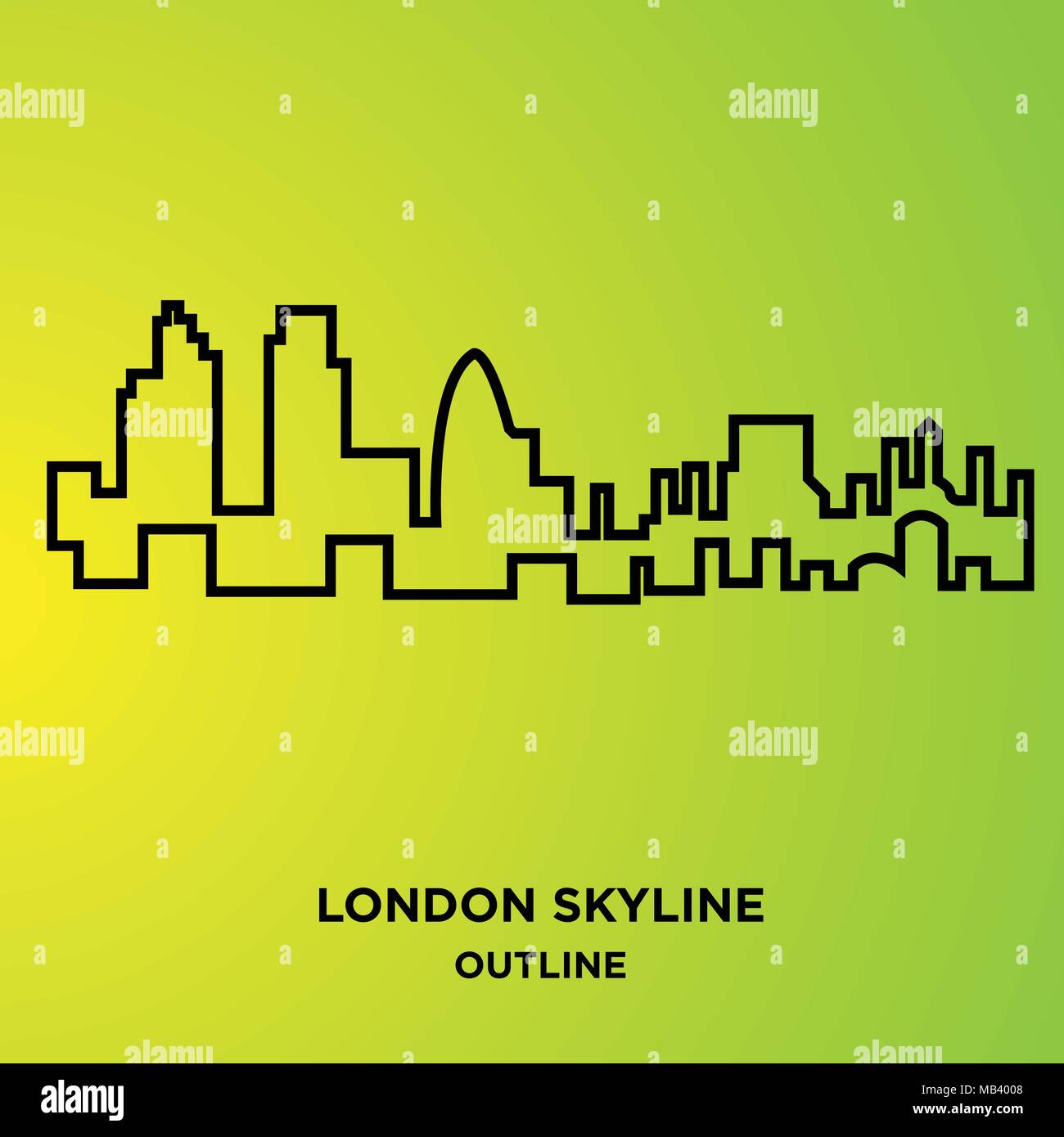 london skyline outline on green background Stock Vector