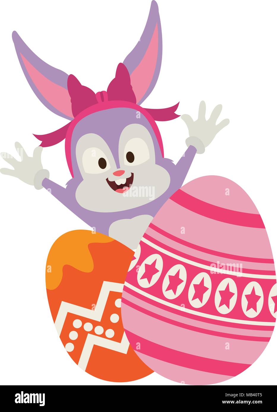Cute rabbit with easter eggs Stock Vector Image & Art - Alamy