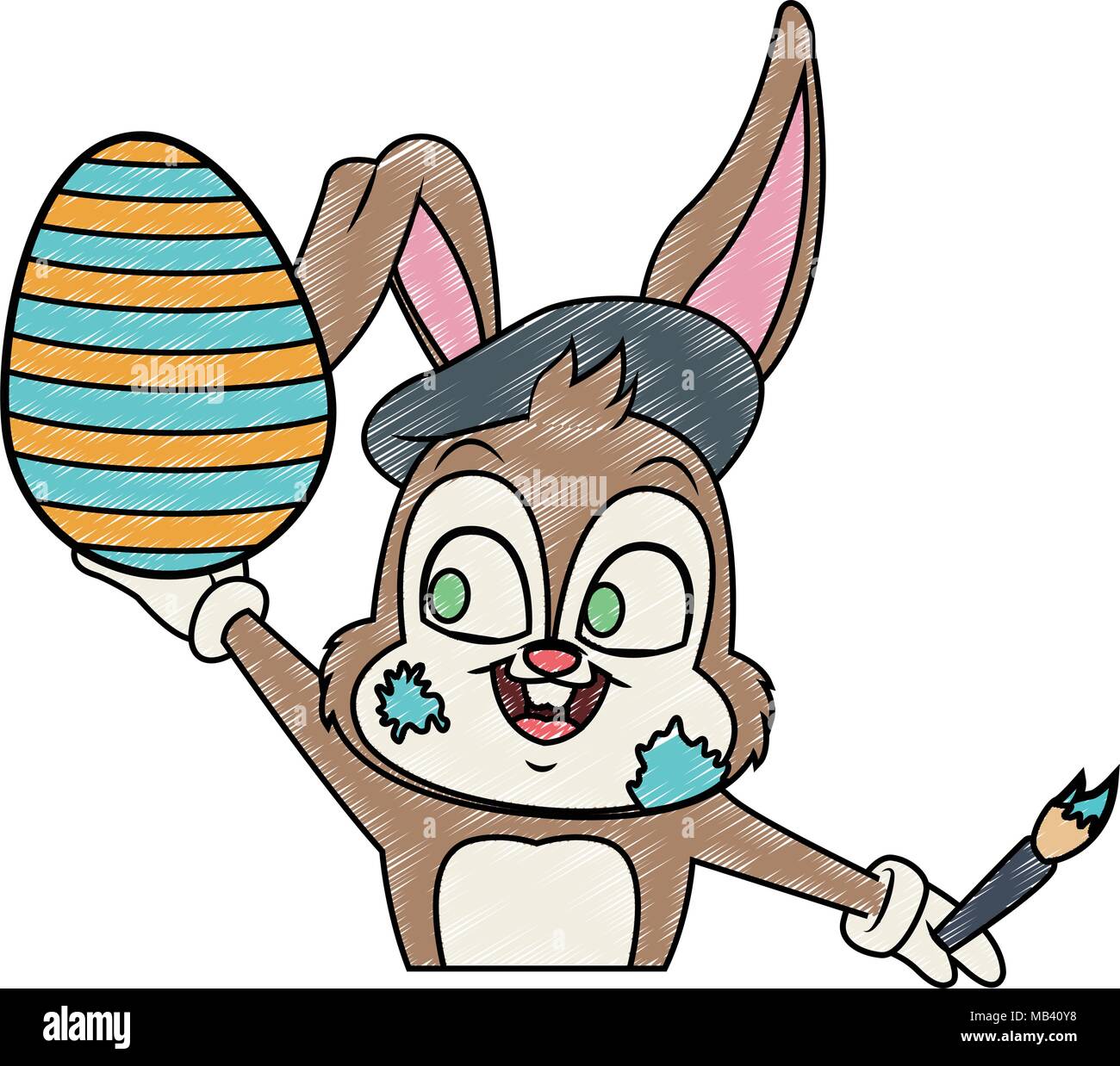 Cute rabbit painting easter egg Stock Vector Image & Art - Alamy