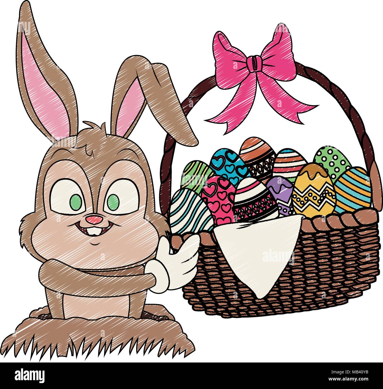 Cute rabbit with easter eggs cartoon Stock Vector Image & Art - Alamy