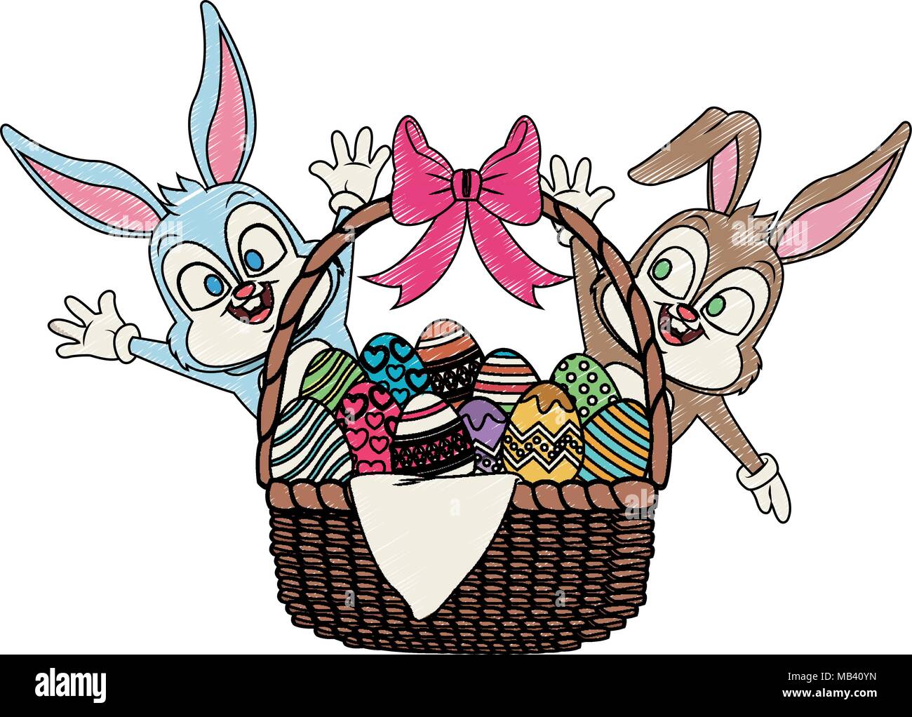 Cute rabbits with easter eggs cartoon Stock Vector Image & Art - Alamy
