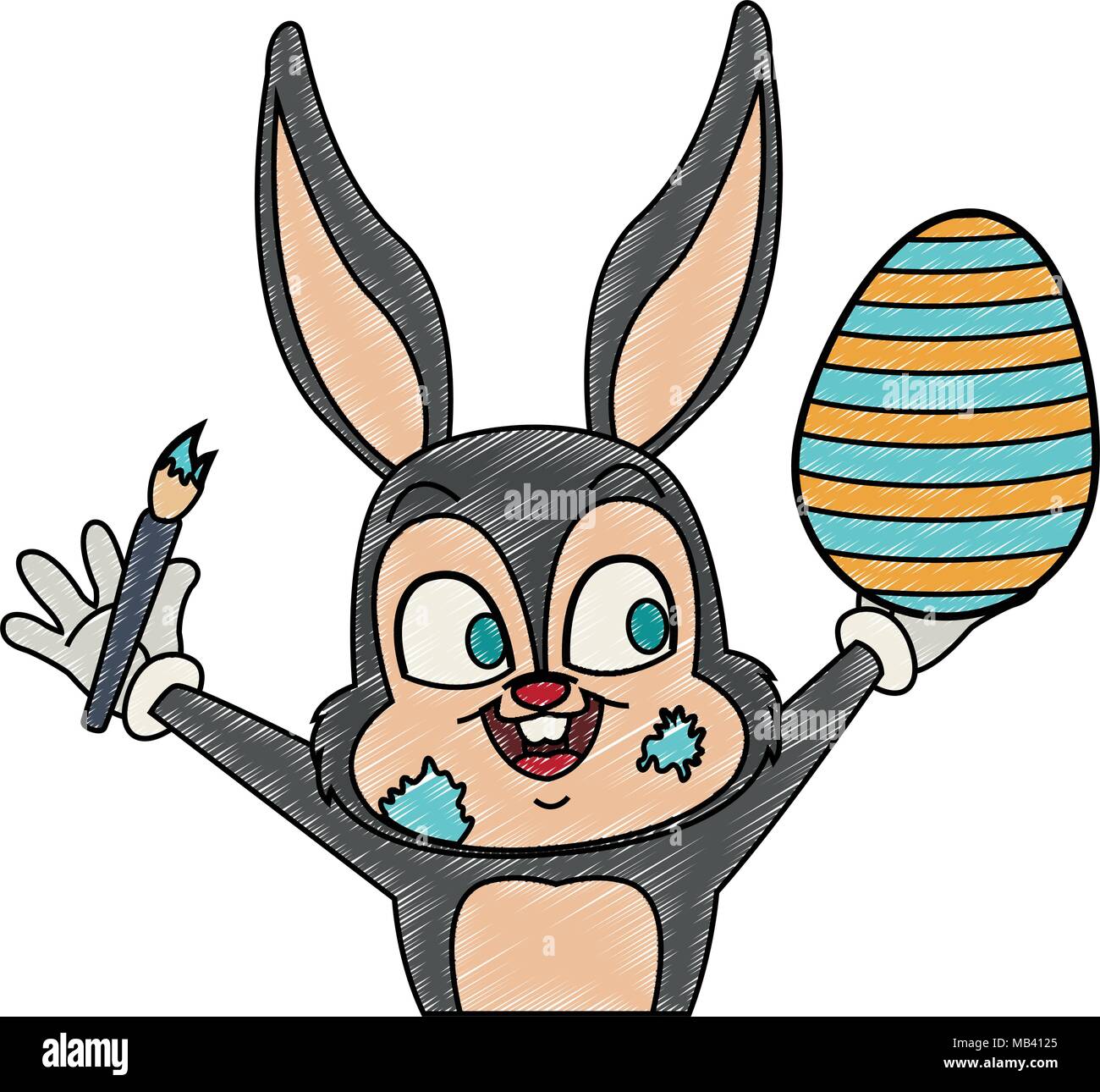 Cute rabbit painting easter egg Stock Vector Image & Art - Alamy