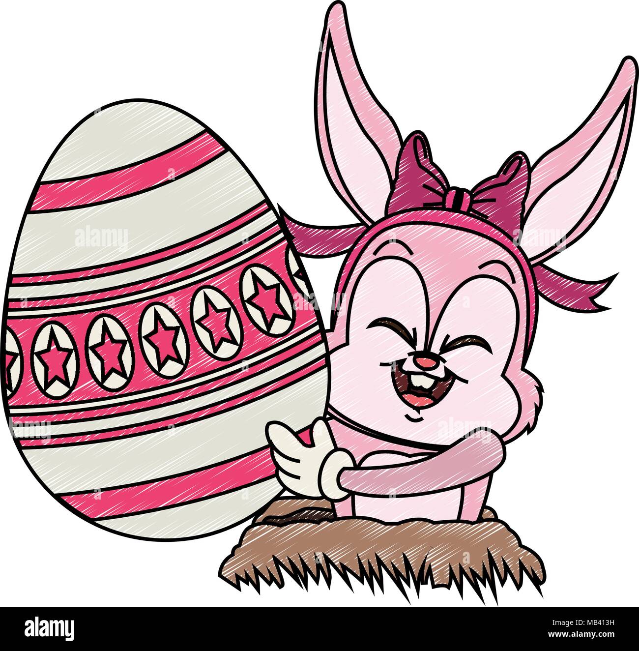 Cute rabbit with easter egg Stock Vector Image & Art - Alamy