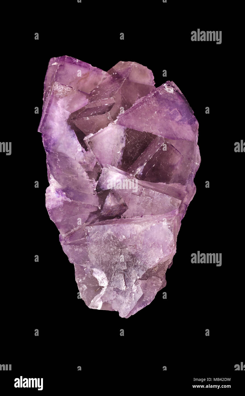 Fluorite crystal cluster from above over black. Fluorspar, a mineral ...