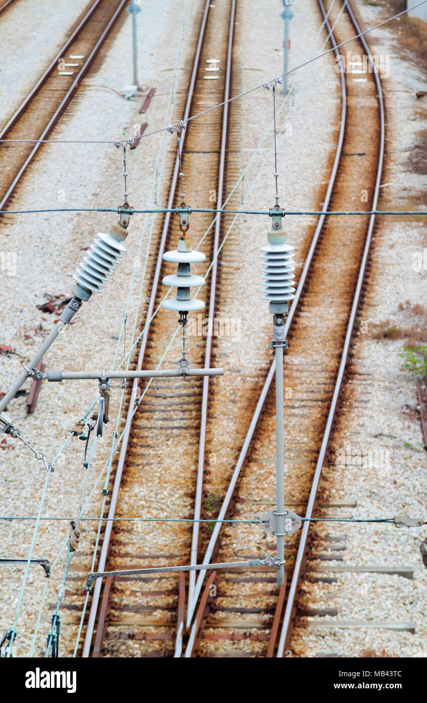 Electric train track Stock Photo Alamy